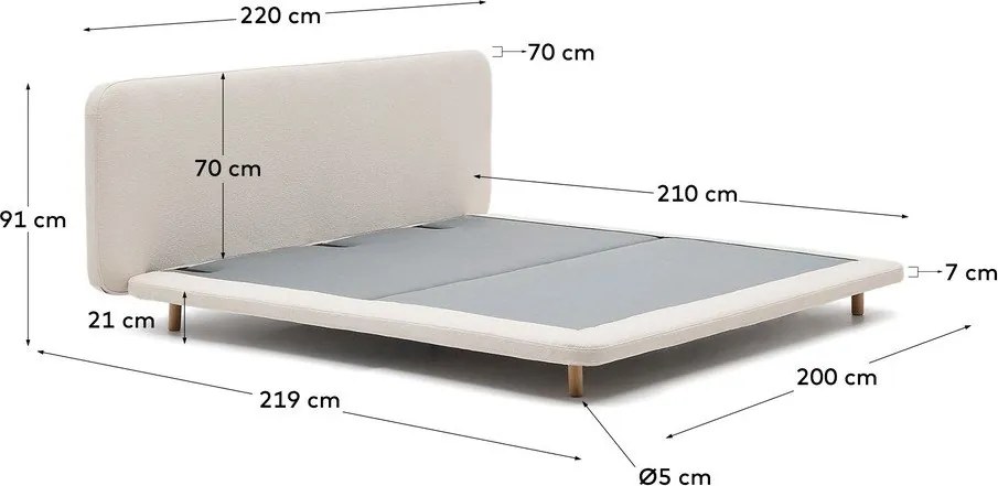 Béžová čalúnená dvojlôžková posteľ 180x200 cm Odum – Kave Home