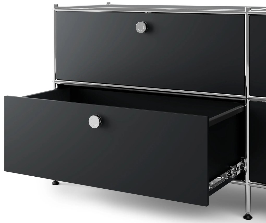 Kovová komoda »CN3« s 3 zásuvkami, čierna