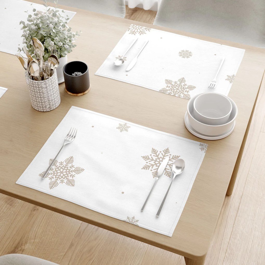 Goldea vianočné prestieranie na stôl 100% bavlnené plátno - snehové vločky na bielej - sada 2ks 30 x 40 cm