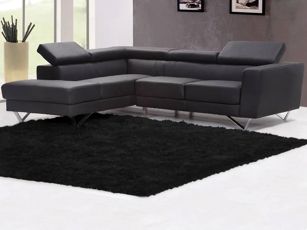 TZ Čierny obdĺžnikový shaggy koberec Lana Rozmer: 100x150