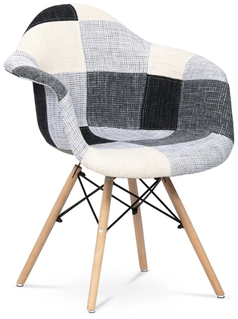 Autronic JEDÁLENSKÁ STOLIČKA - látka patchwork - 64 x 81 x 59 cm, textil + drevo + kov