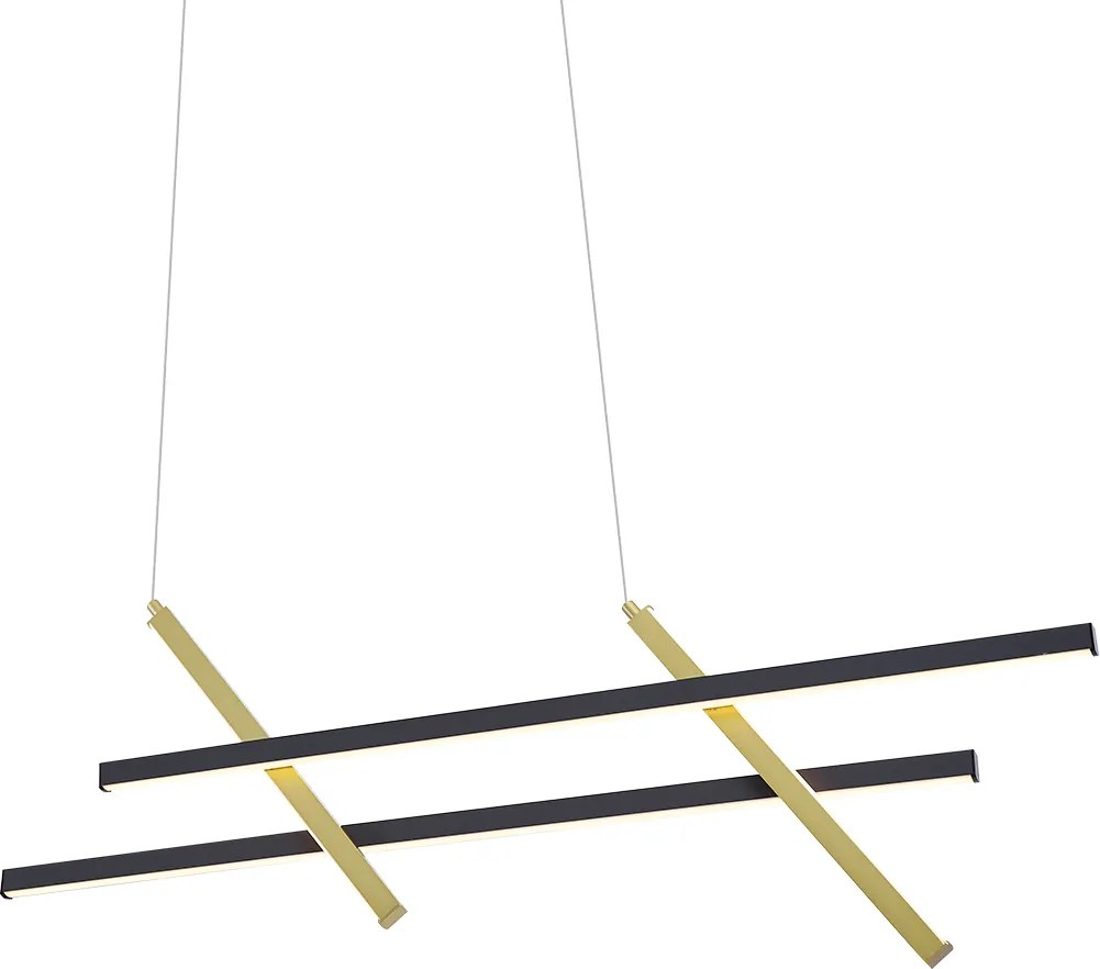 Dizajnová závesná lampa H čierna so zlatou vrátane 3-stupňovej stmievateľnej LED - Joy