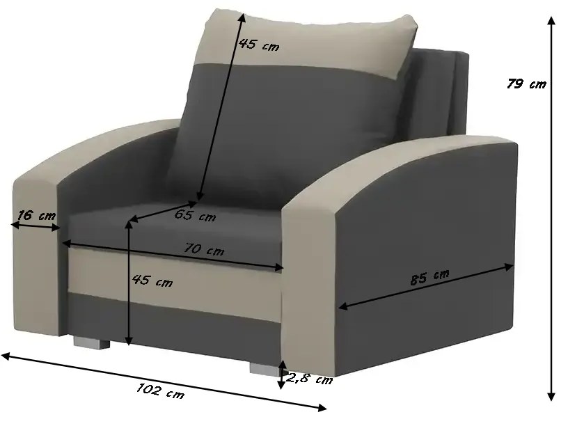 1-miestne kreslo s funkciou spania JAN Světle šedá/černá