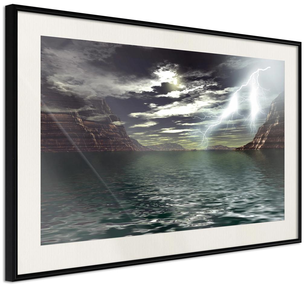 Artgeist Plagát - Storm on the Lake [Poster] Veľkosť: 30x20, Verzia: Čierny rám s passe-partout
