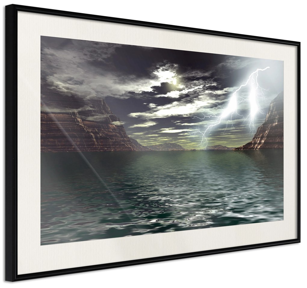 Artgeist Plagát - Storm on the Lake [Poster] Veľkosť: 45x30, Verzia: Čierny rám s passe-partout