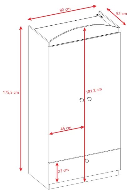 Detská skriňa Babydreams 90 cm hasičské auto modrá