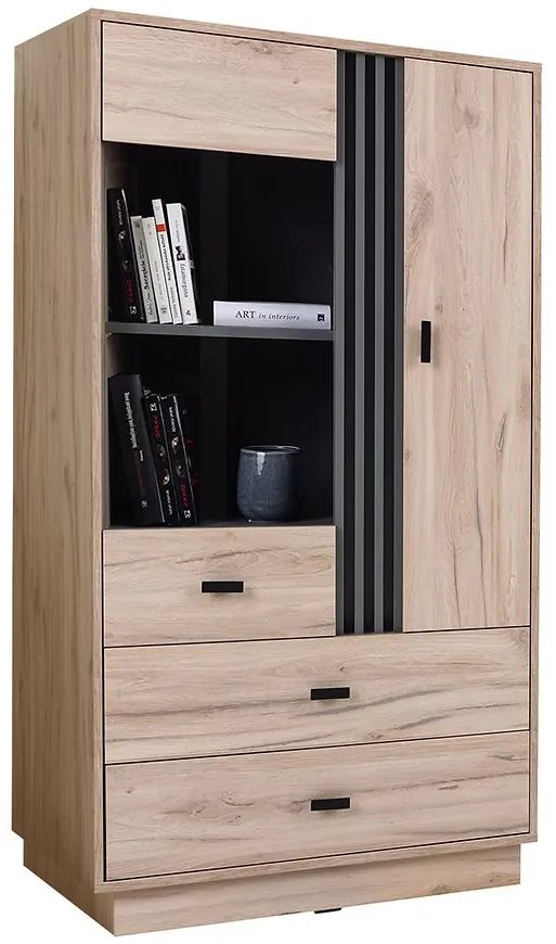 Vitrína Allmo AL4 dub estana svetlý/antracit