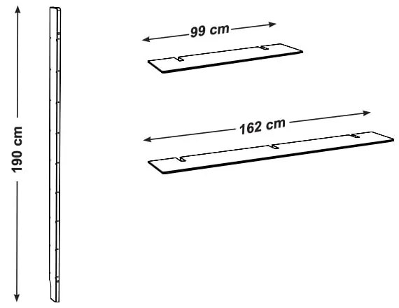 Biely policový diel s konštrukciou z dubového dreva Tenzo Bridge, šírka 162 cm