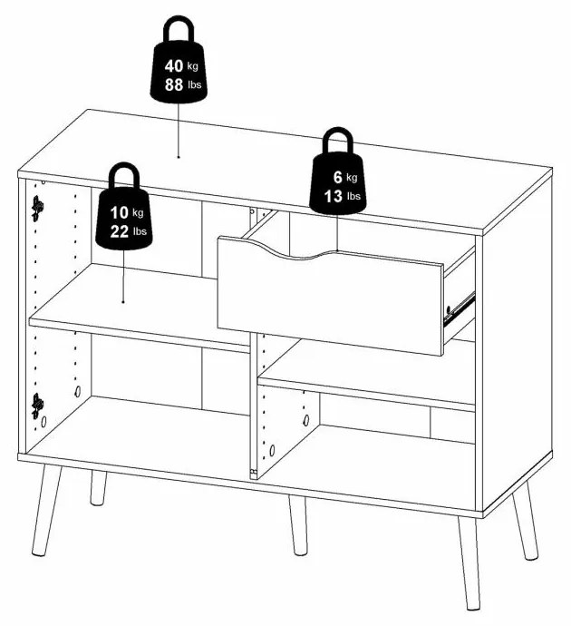 Tvilum Biela komoda OSLO 75387 s 1 zásuvkou