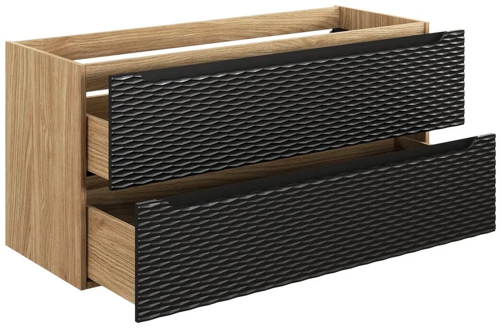 Umyvadlová skříňka Ocean 120 cm s deskou a umyvadlem černá/dub olejovaný