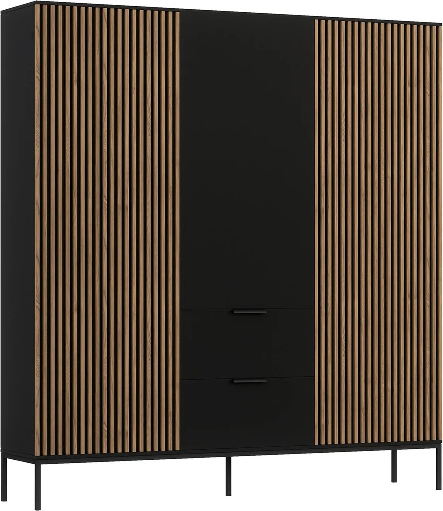 Šatní skříň Meorati 185 cm černá/dub Artisan
