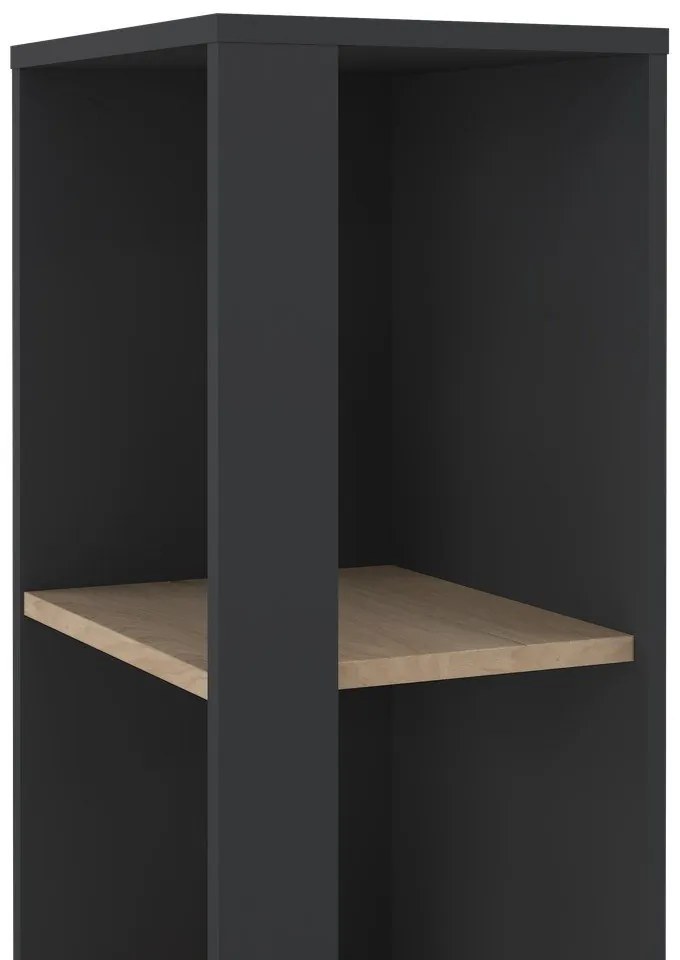 Knižnica v dekore duba v antracitovo-prírodnej farbe 41x205 cm Sign – Tvilum