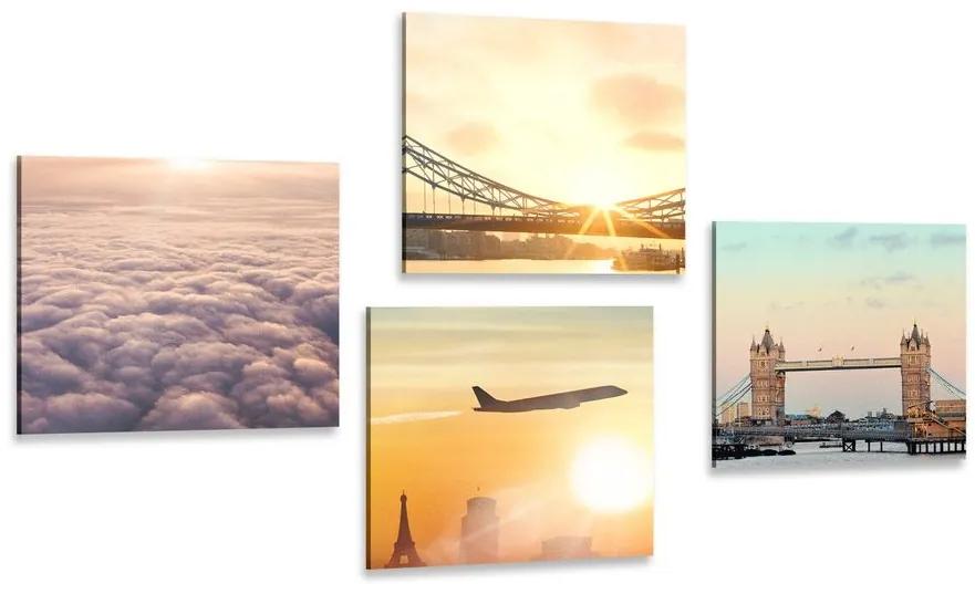 Set obrazov Londýn s východom slnka - 4x 60x60