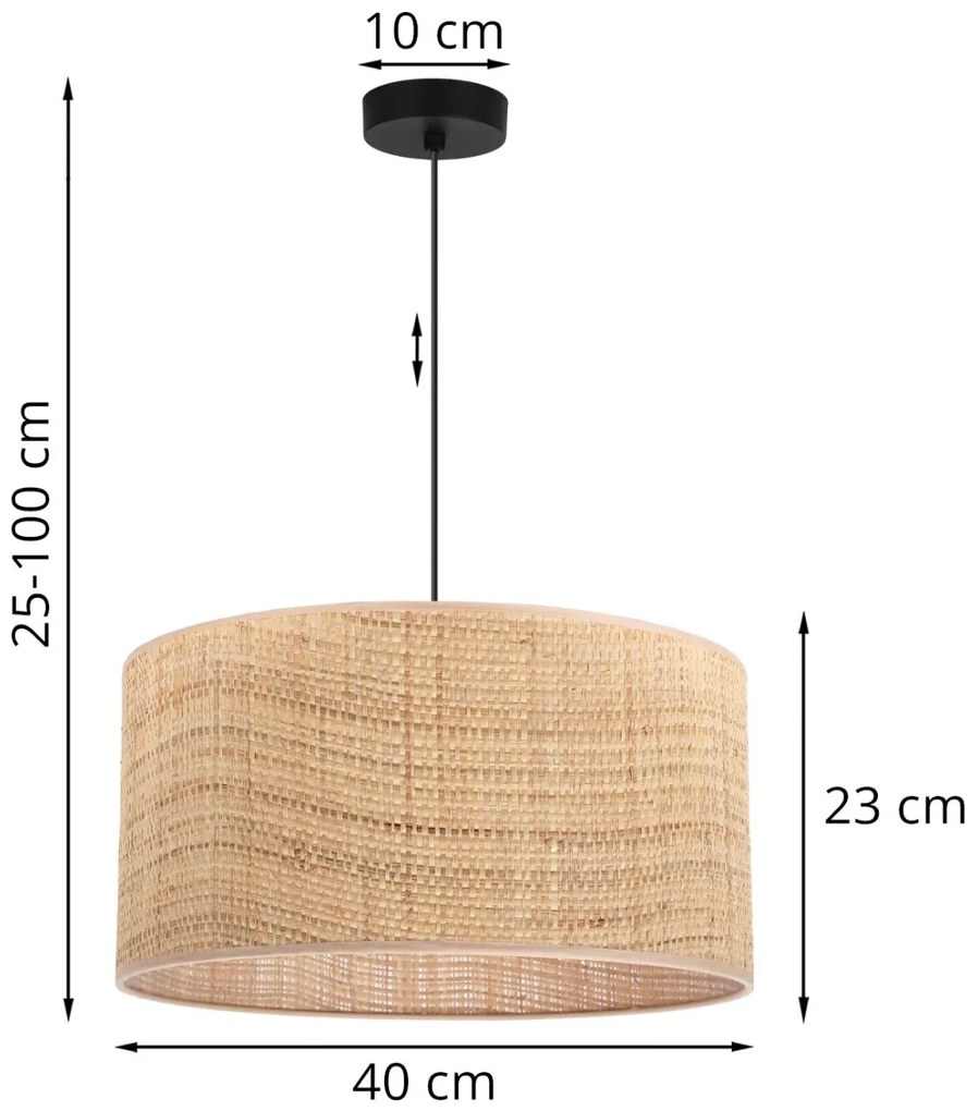 Závesné svietidlo Rattan, 1x ratanové tienidlo, (fi 40cm), b