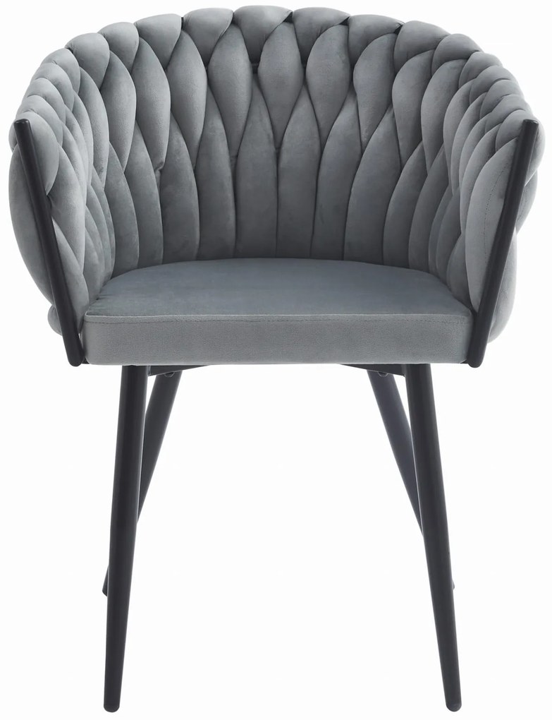 Svetlo sivé jedálenské kreslo ORION VELVET s čiernymi nohami