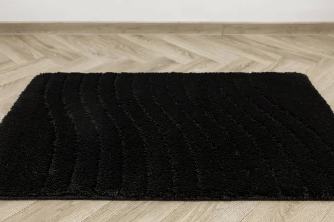 Kúpeľňový koberček Sara Black čierny, vlny