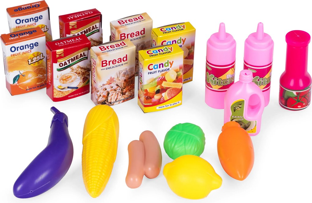 Nákupný vozík do kuchyne supermarketu 18 doplnkov sivá