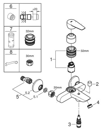 GROHE 23605001 - Vaňová batéria BAUEDGE 150±15 mm lesklý chróm