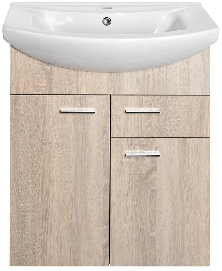 Aqualine Aqualine, ZOJA umývadlová skrinka 61,5x74x32cm, 2x dvierka, 1x zásuvka, dub platin, 51165