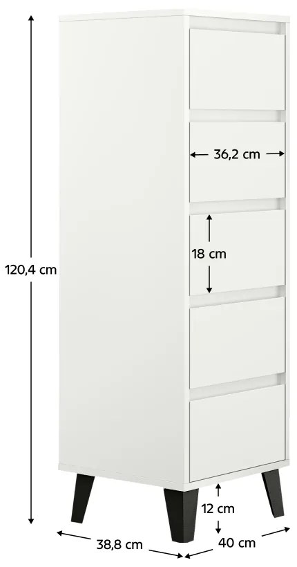 Komoda BOGAN 5S40, biela
