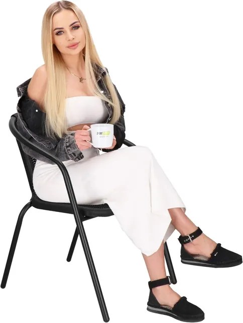 SPRINGOS Záhradný nábytok, sada pre 2 osoby: stoličky a stôl, kovovo-sklenená súprava, čierna