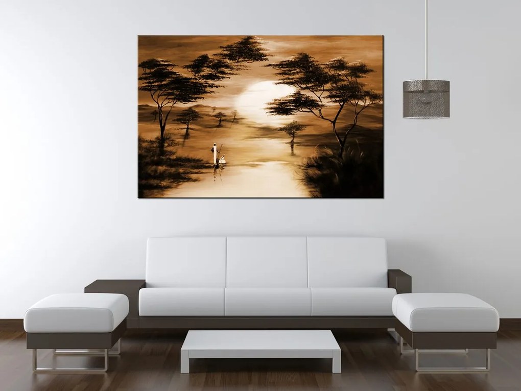 Gario Ručne maľovaný obraz Africký západ slnka Rozmery: 120 x 80 cm