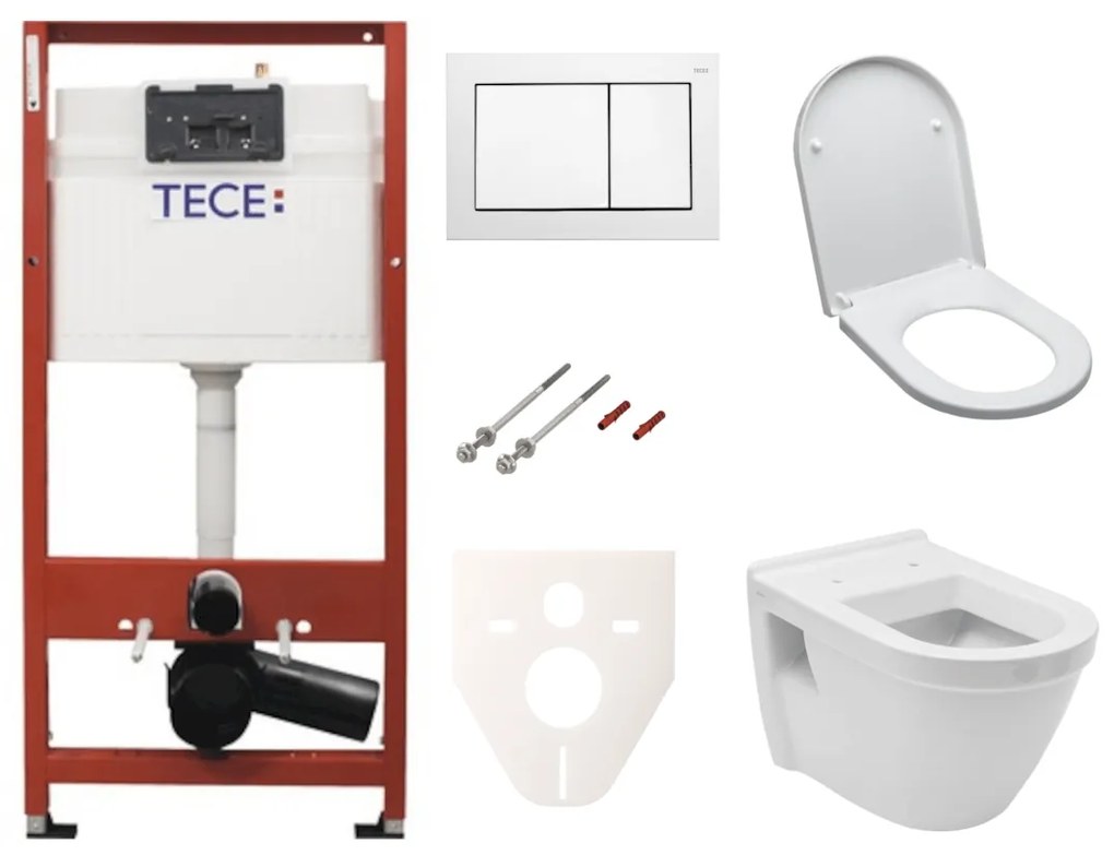 Závesný set WC Vitra S50 + modul TECE s tlačidlom TECEbase (biela) SIKOTSV0