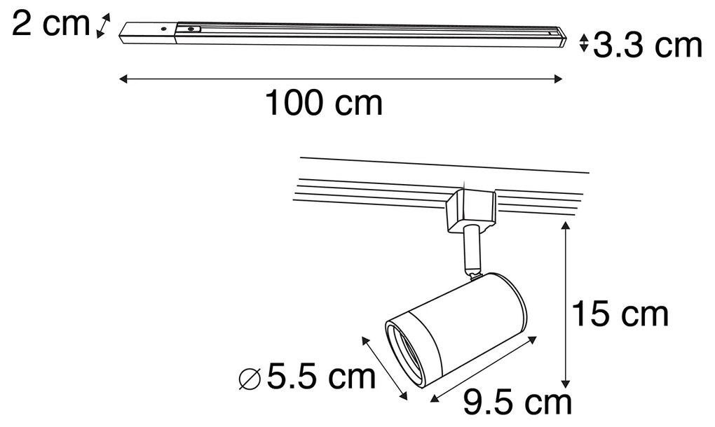 Moderný 1-fázový koľajnicový systém biely s 15 bodovými svetlami - Jeana