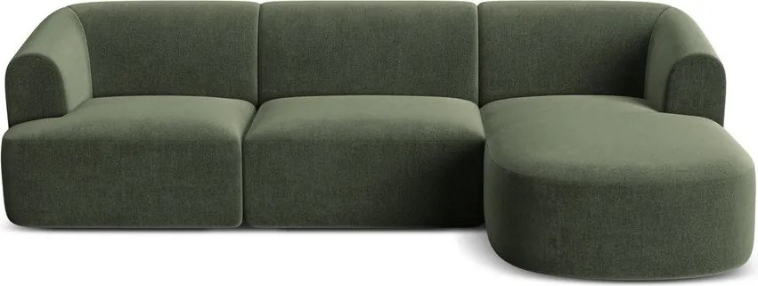 Zelená zamatová rohová pohovka (pravý roh/s leňoškou) Campi – Cosmopolitan Design