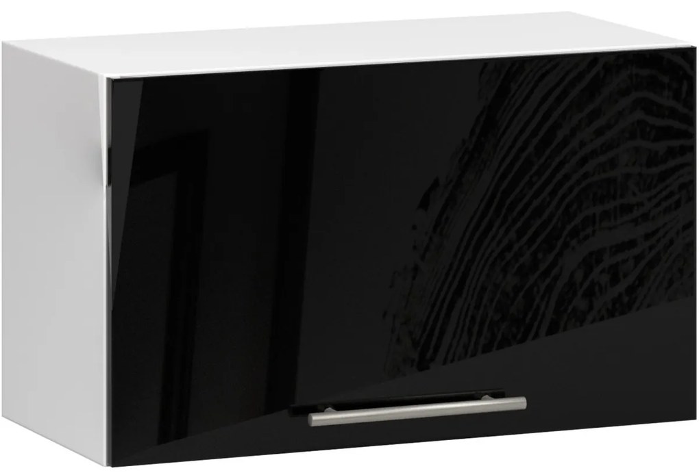 Závesná kuchynská skrinka Olivie W 60 cm biela/čierny lesk