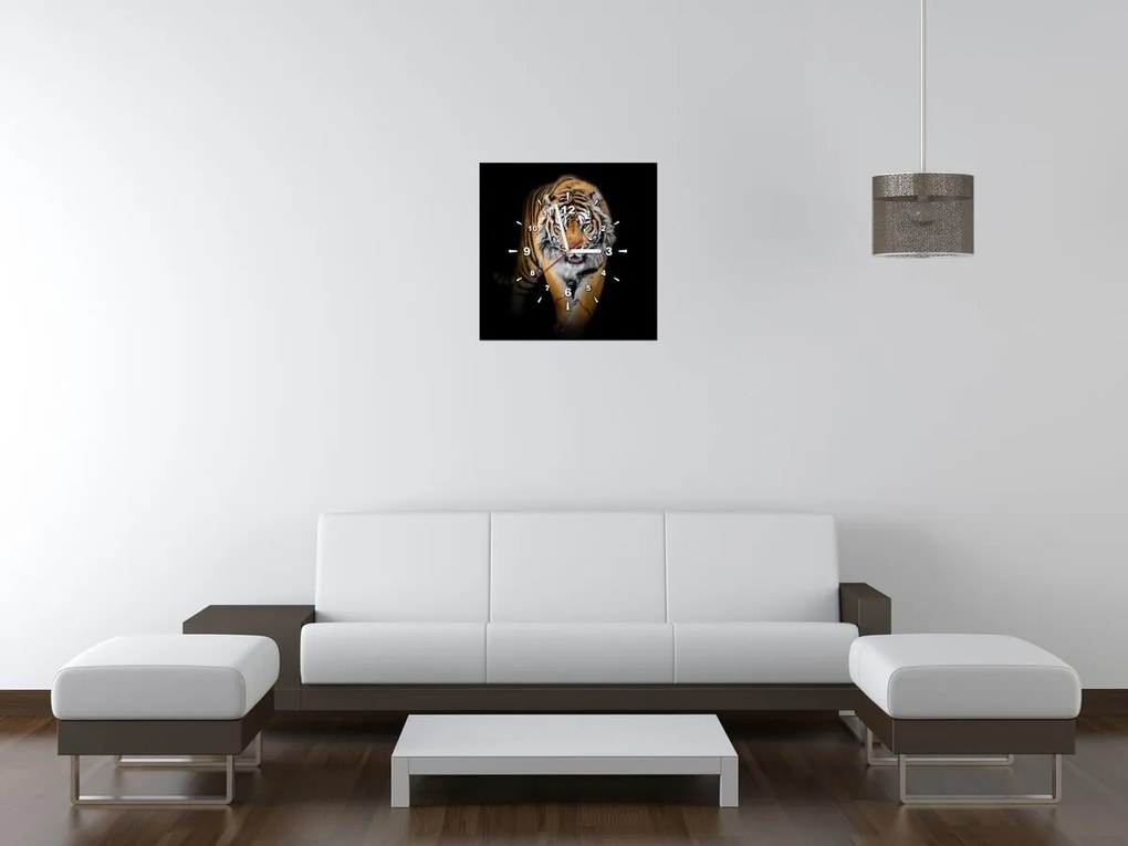 Gario Obraz s hodinami Silný tiger Rozmery: 100 x 40 cm