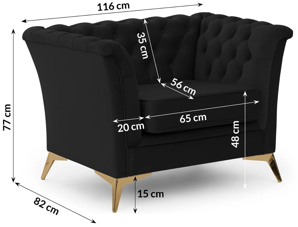 ELEGANTNÉ KRESLO SARAH V ŠTÝLE CHESTERFIELD