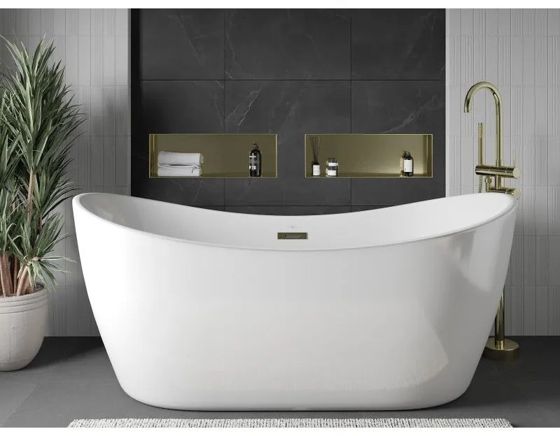 Mexen X-Wall-NR, polička na zapustenie pod obklad bez goliera 60 x 20 cm, zlatá lesklá, 1951602010