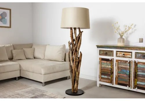Stojaca lampa 42004 Wild Nature 150cm Béžová-Drevo Teak - Komfort-nábytok