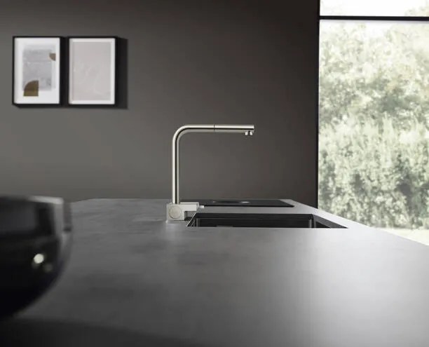 Hansgrohe Aquno Select M81, páková kuchynská batéria 250, vyťahovateľný výtok, 2jet, vzhľad nerezu, HAN-73836800