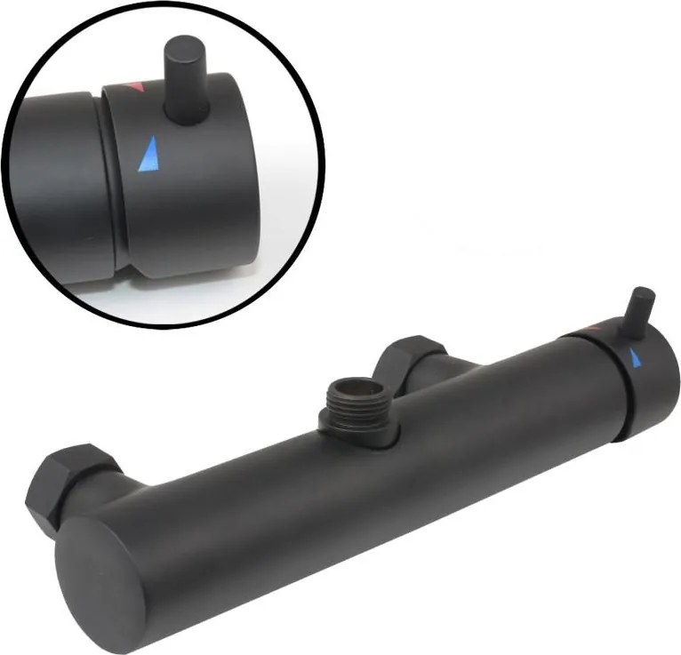 Erga Erga, nástenná sprchová batéria s horným 3/4" pripojením sprchového stĺpu, čierna matná, ERG-YKA-BW.FL-BLK