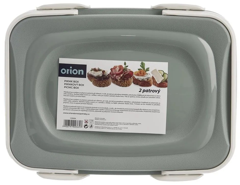 Orion Úložný box na cukroví a zákusy, PIKNIK 2 patra, s uchy, mix barev
