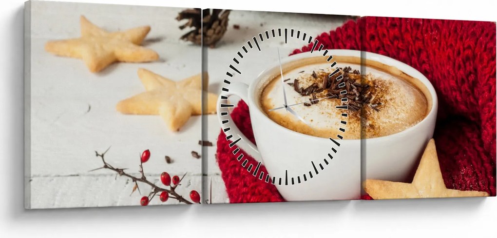 Obraz - Cappuccino (s hodinami) (90x30 cm)