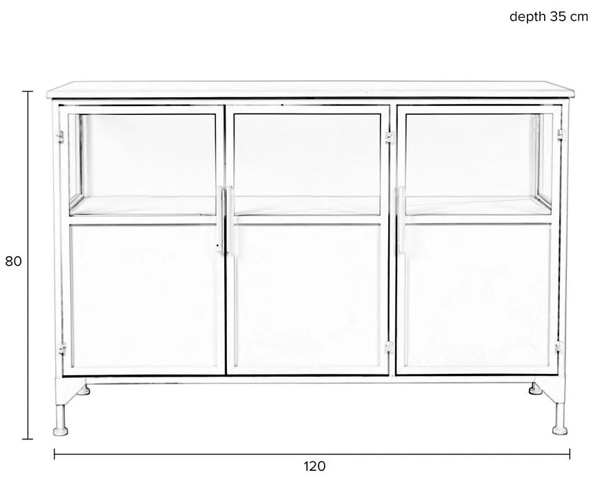 Biela kovová vitrína 35x80 cm Miya – White Label