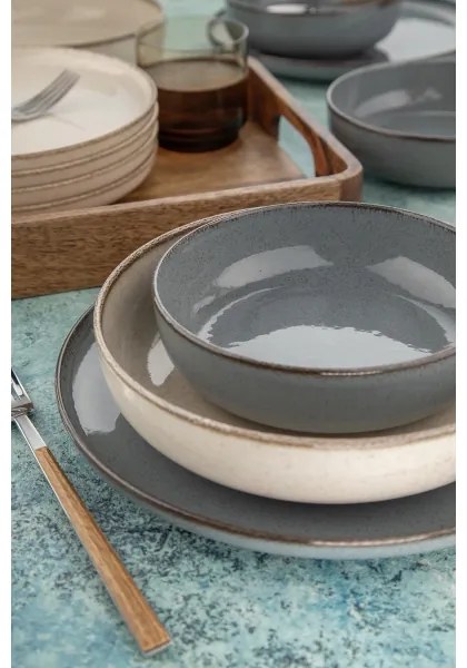 Jedálenská súprava 16 ks sivá/béžová porcelán