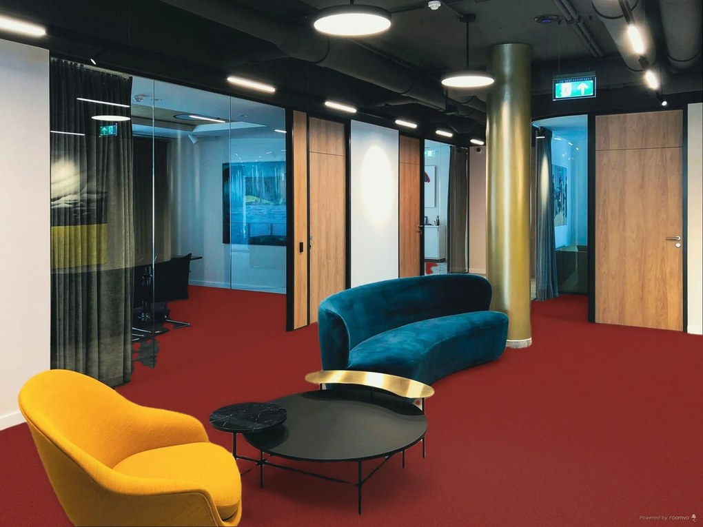 ITC, Metrážny koberec e-blitz 10, na mieru, šíře 4m, červená, ab (mriežka), chodba / predsieň