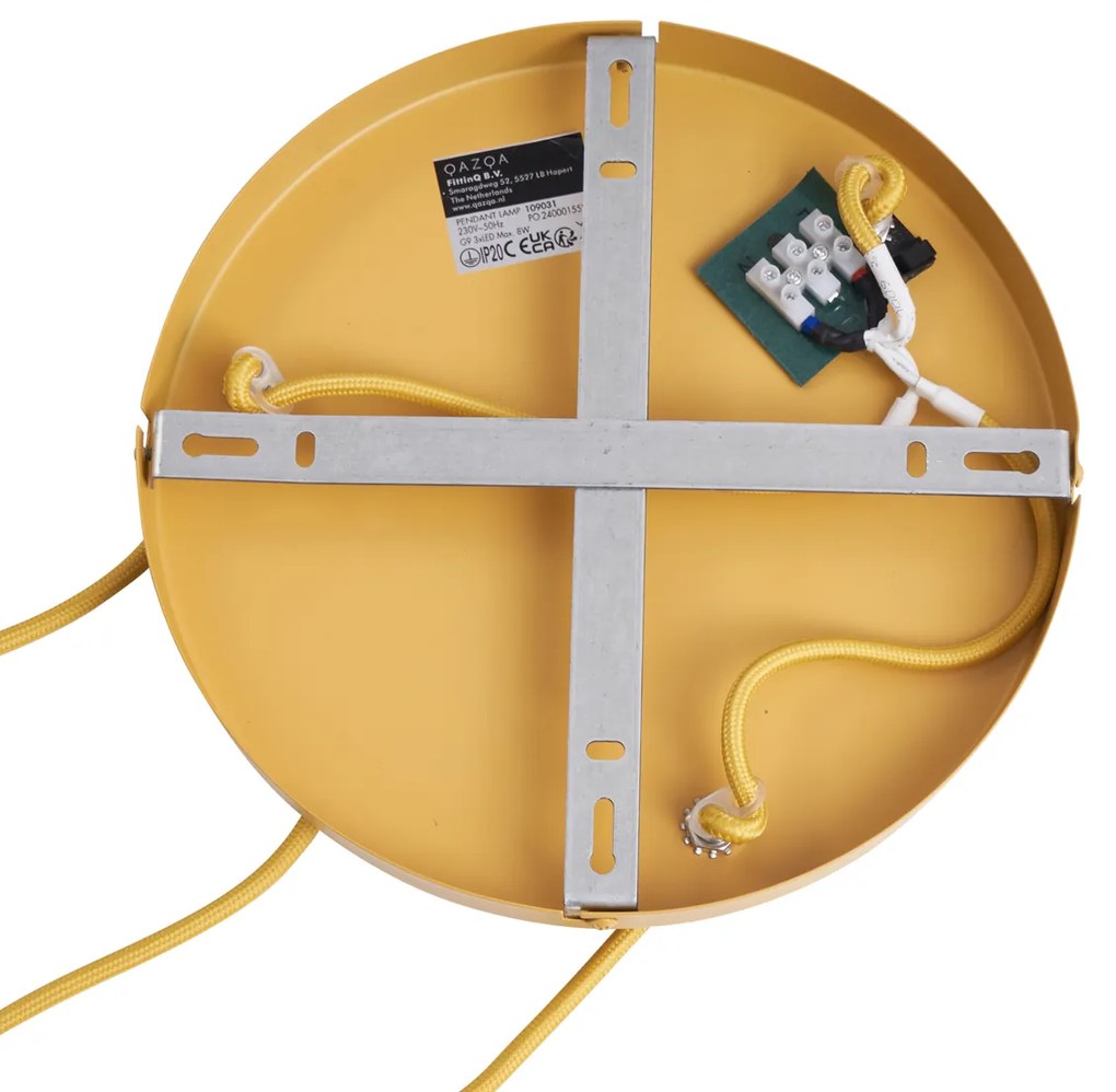 Retro závesné svietidlo horčicovo žlté s matným sklom 3-svetlo - Fedde