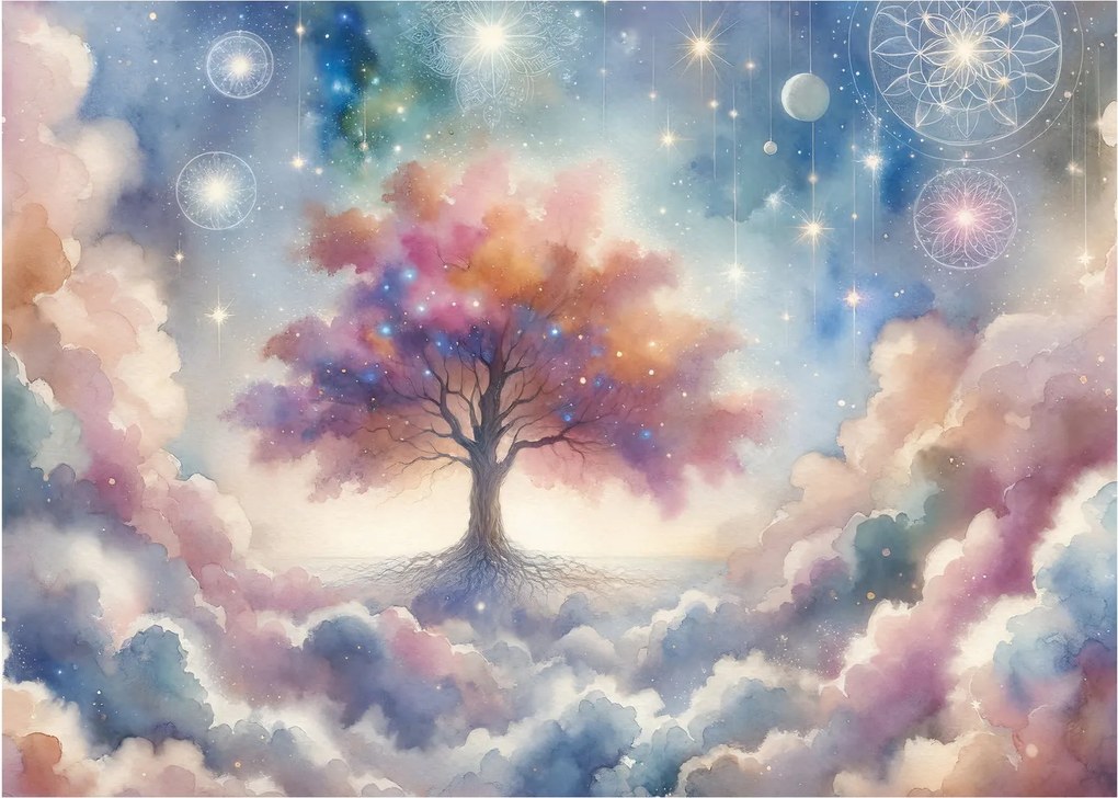 Obraz – Strom života v oblakoch (70x50 cm)