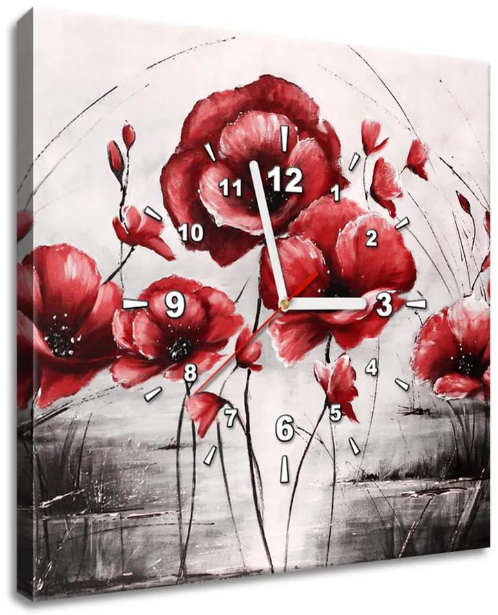 Gario Obraz s hodinami Červené Vlčie maky Rozmery: 40 x 40 cm