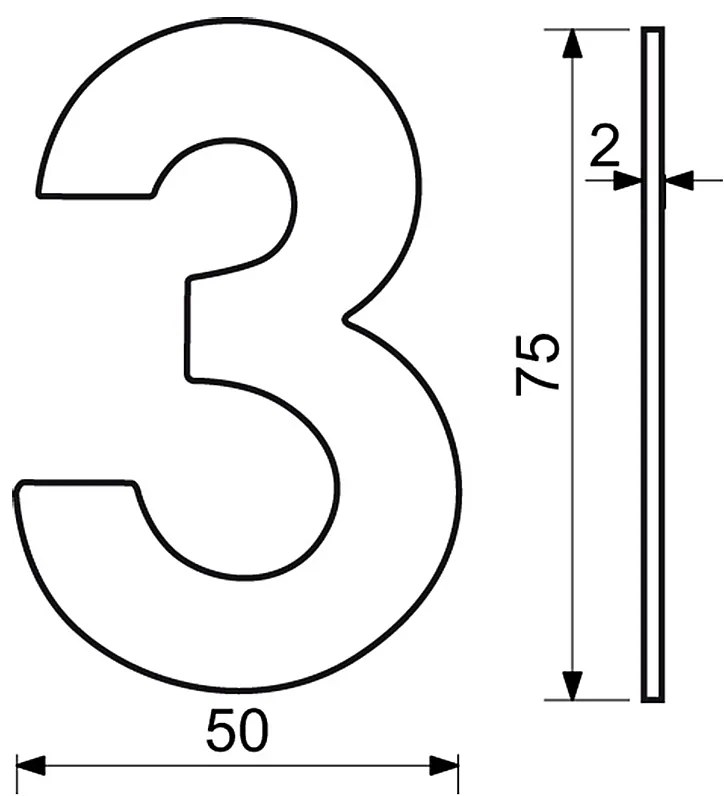 Nerezové číslo v plochom „2D“ prevedení RICHTER RN.75L (čierne), 7, RICHTER Čierna matná