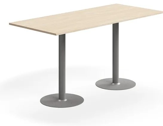 Barový stôl ALVA, 1800x800x900 mm, s kotvením do zeme, HPL, strieborná/breza
