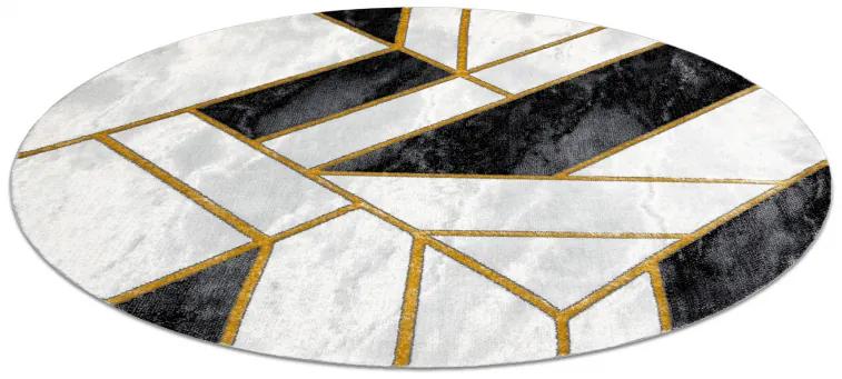 Koberec okrúhly EMERALD exkluzív 1015 glamour, mramor, čierno / zlatý