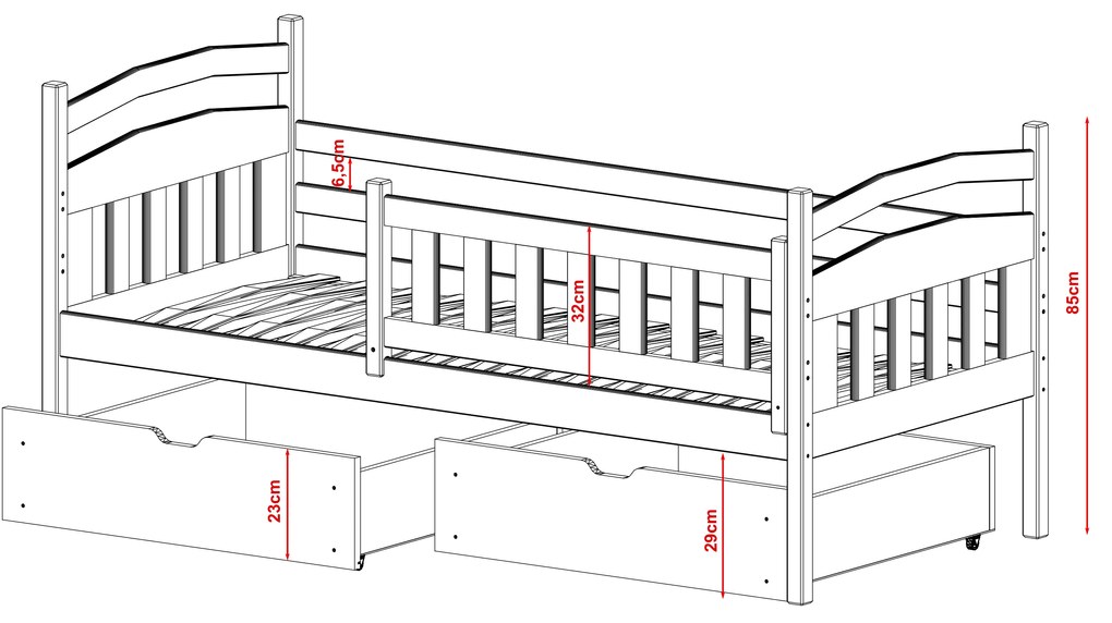 Detská posteľ 90 x 200 cm Tarra (s roštom a úl. priestorom) (borovica). Vlastná spoľahlivá doprava až k Vám domov. 1012980