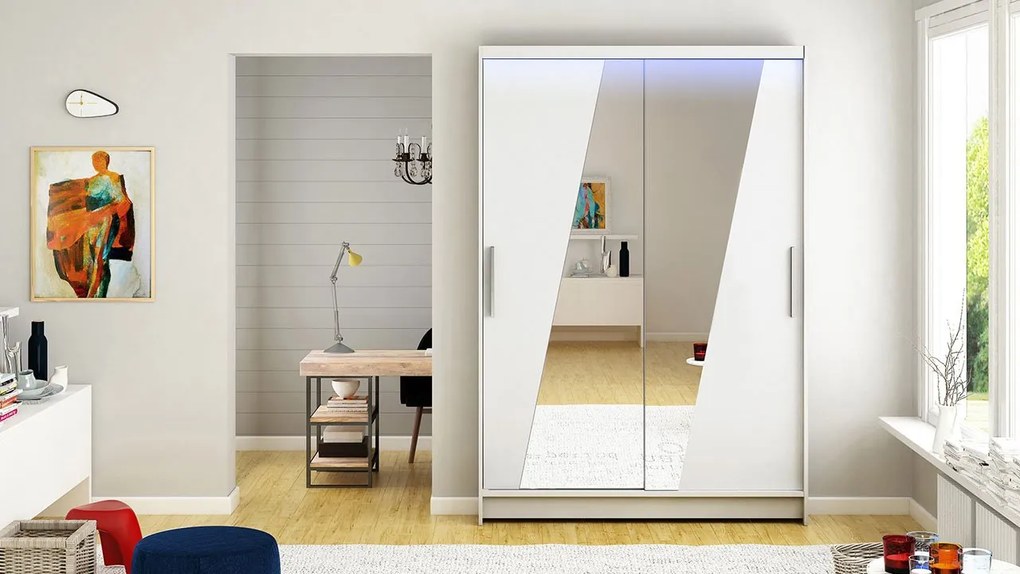 Posuvná skriňa Ada VIII, Farby: kašmír, Osvetlenie: osvetlenie LED RGB - farebné