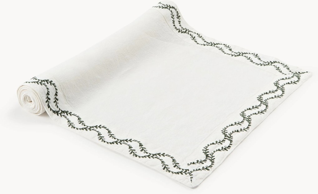 Behúň z vypraného ľanu's ručnou výšivkou Ivy